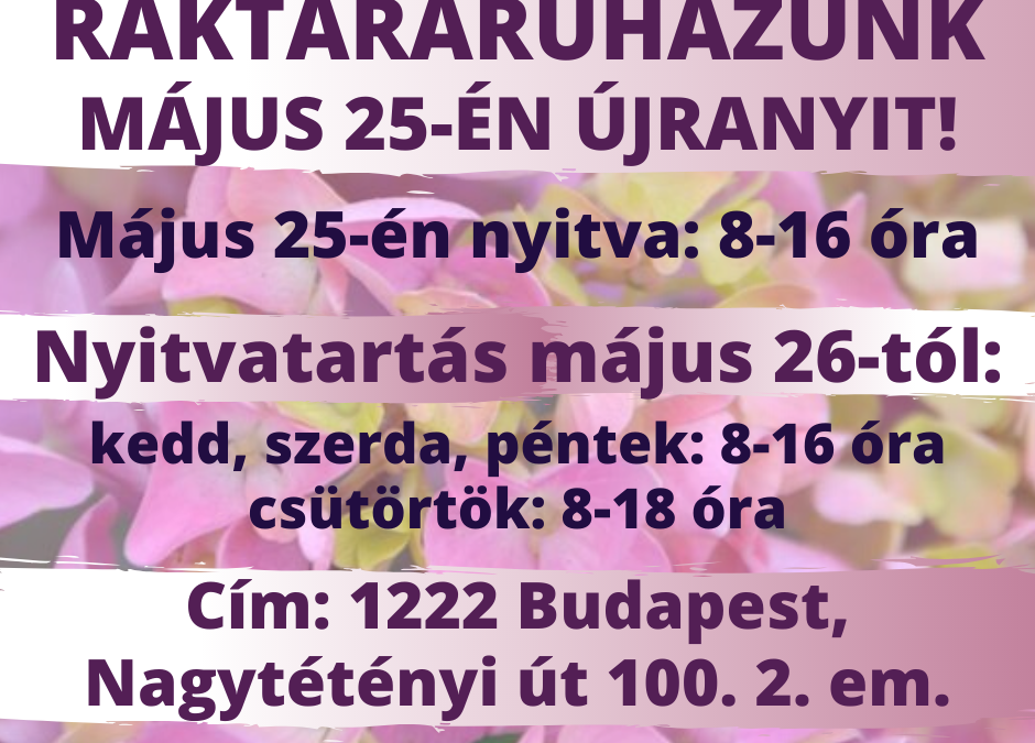 Raktáráruház újranyitás – május 25.