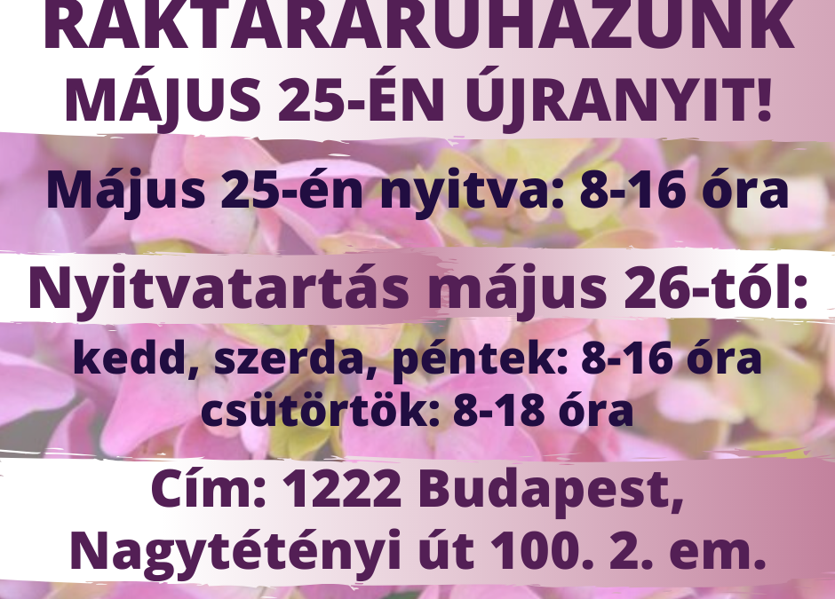 Raktáráruház újranyitás – 2020. május 25.