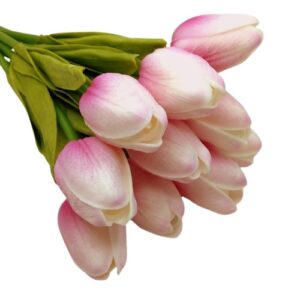Élethű PU tulipán ekrü-kármin cirmos 10 szálas