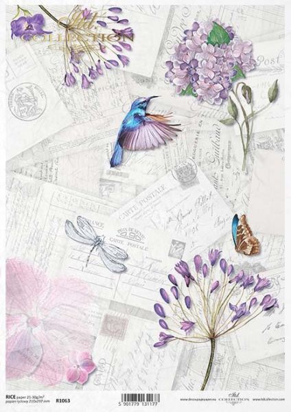 kolibri-pillango-szitakoto-lila-viragokkal-rizspapir-r1063-hobbykreativ