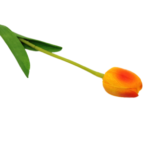 Élethű PU tulipán szál narancssárga cirmos 1 szál