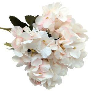 Selyem hortenzia csokor fehér-rózsaszín 6 szálas