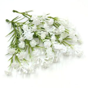 Rezgő virágos műanyag díszítő szálak fehér 10 db