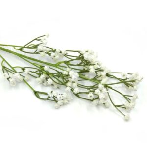 Fehér rezgő műanyag díszítőelem hosszúszárú – ÉRTÉKCSÖKKENT, kissé sárgás a virágok egy része