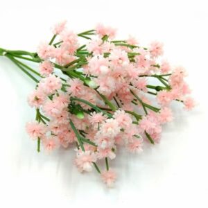 Rezgő virágos műanyag díszítőelem pasztell rózsaszín 5 ágas