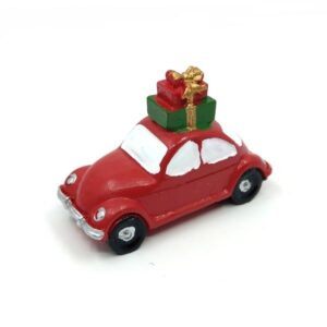 Kerámia bogárhátú autó ajándékokkal piros 6 x 4 cm 1 db