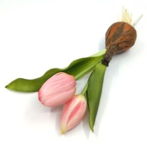 Élethű hagymás tulipán művirág pasztell rózsaszín 2 szálas