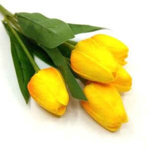 Élethű PU tulipán csokor sárga-napsárga 5 szálas