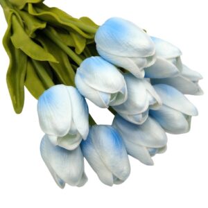 Élethű PU tulipán szálas csokor pasztell kék 10 szálas