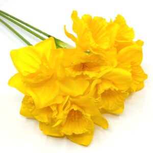 Selyem nárcisz szálak tripla virággal egyszínű sárga 3 szál