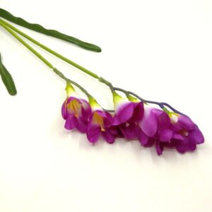 Selyem frézia virág levéllel lila 1 szál