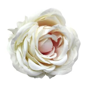 Extra sok szirmú selyem nagy rózsa fej ekrü-rózsaszín középpel 1 db