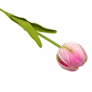 Élethű PU nyílt tulipán szál cirmos pink-zöldes 1 szál