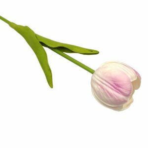 Élethű PU nyílt tulipán szál fehér-rózsaszín 1 szál