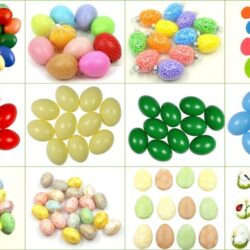 Húsvéti tojások, nyuszik hungarocell, műanyag és papír