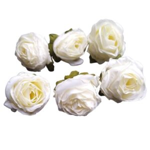 Selyem vintage rózsabimbó fehér 3 cm 6 db